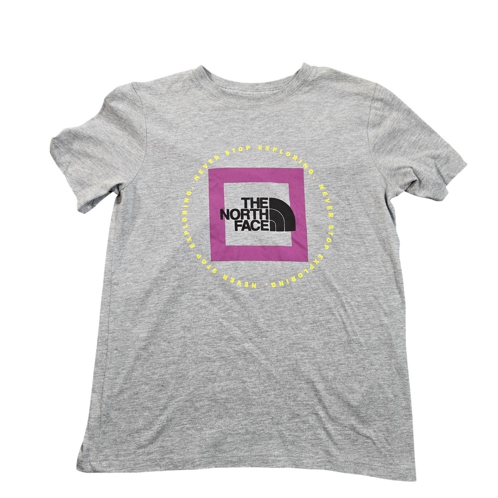 The North Face Shirt Womens XS Gray Graphic Logo Never Stop Exploring Tee Hiking